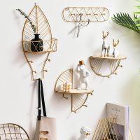 【YF】 Nordic Golden Hook Display Rack Creative Iron Clothes Key Hanger Storage Holders Door Entrance Wall Hanging Decorative Organizer