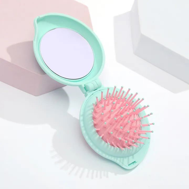 hair-brush-comb-travel-comb-cosmetic-comb-cute-comb-comb-with-mirror-peach-shaped-comb-folding-comb-pocket-comb