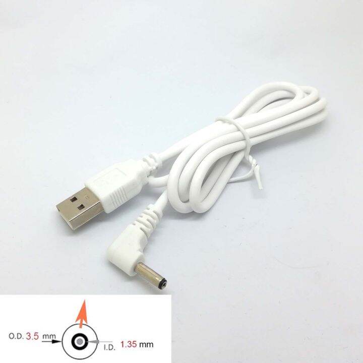 90 Angle Pc Usb Male To 5v Dc 35mm X 135mm Barrel Connector Power Cable Cord Adapter White 6695