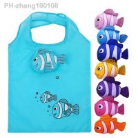 Cartoon Cute Clown Fish Folding Storage Bag Large Capacity Nylon Portable Handbag Foldable Tote Bag Reusable Shopping Bag