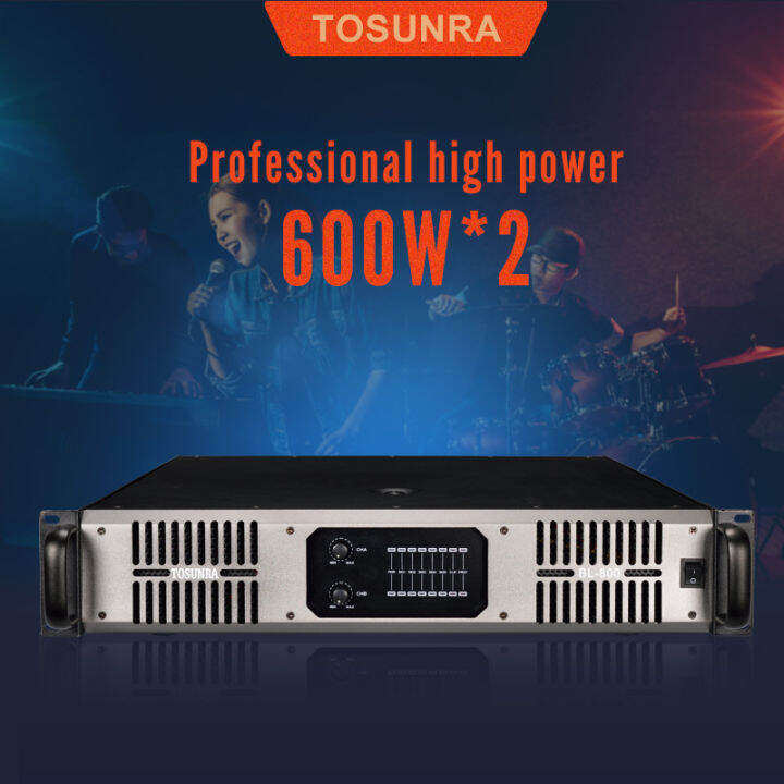 【TOSUNRA】Professional Fidelity Power Amplifier 600 Watts x2 High