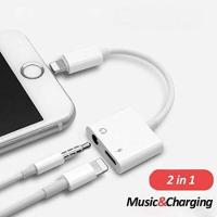 Charger Cable And Headphone Audio Splitter Adapterสายแปลงไอโฟน 2 In 1 Lightning To 3.5mm Headphone Jack Adapter สำหรับไอโฟน 7,8,X และ Ipad สายแปลง ios