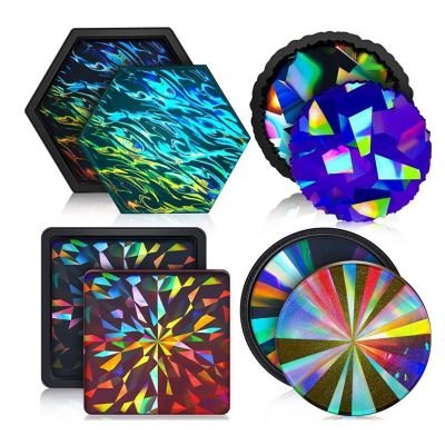 Holographic Light And Shadow Cup Pad Mat Mold Handmade Tea Tray Coffee Placemat Coaster Silicone Resin Mould DIY Crafts