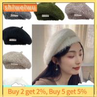 SHIWEIWU2558285 อบอุ่นและอบอุ่น หมวกสำหรับจิตรกร สีทึบทึบ ถักนิตติ้ง หมวกด้ายขนสัตว์ ใช้งานได้หลากหลาย ตุ๊กตาผ้าพลัฌ หมวกเบเร่ต์ถัก สำหรับผู้หญิง