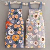 ✒ Flowers Apron Cotton Canvas Waterproof Oil-proof Apron for Women Men Kitchen Household Cooking Adult Waist Thin Breathable Apron