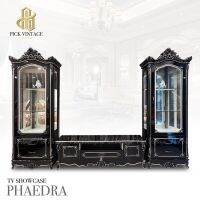 PHAEDRA TV SHOWCASE ชุดตู้วางทีวี พร้อมตู้โชว์ 3ชิ้น BLACK MAHOGANY รุ่น ฟีย์ดรา