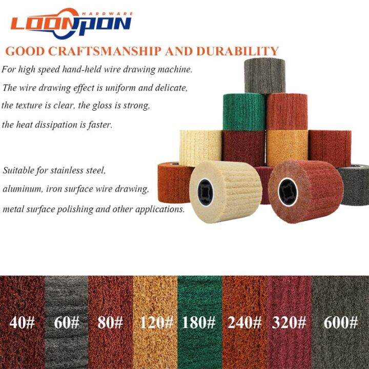 120x20x100mm-non-woven-nylon-abrasive-flap-wheel-brush-wire-drawing-polishing-burnishing-drum-wheel-for-stainless-steel-1pc