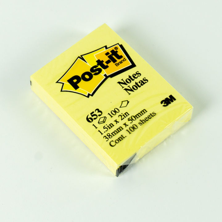 3m-post-it-653-notes-1-5-x-2-inch-yellow-โพสต์-อิท-โน้ต-สีเหลือง-ขนาด-1-5-x-2-นิ้ว-ของแท้-100แผ่น-แพ็ค