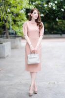 Maya-fashion เสื้อผ้าแฟชั่น ชุดออกงาน สีชมพูนู๊ด พร้อมส่ง