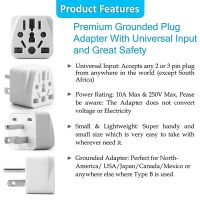 US Travel Plug Adapter EU/UK/AU/In/CN/JP/Asia/Italy/Brazil to USA (Type B), 3 USA Plug, Charger Converter