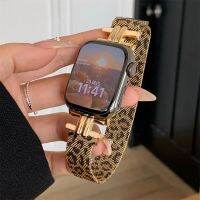 Leopard Print Women Band For iWatch 38 42 41mm For Apple Watch Strap Series 8 Ultra SE 7 6 5 40 44 45mm Stainless Steel Bracelet Straps