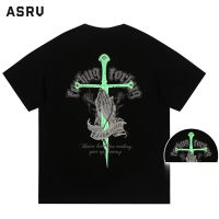 ASRV เสื้อยืดแขนสั้นพิมพ์ลายสไตล์อเมริกันเรืองแสง,เสื้อยืดคู่สะท้อนแสงสำหรับผู้ชายและผู้หญิงดาบเรืองแสงใหม่