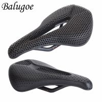 BALUGOE เบาะคาร์บอน3D พิมพ์ลายจักรยานที่นั่งอานจักรยานคาร์บอนจักรยานบนถนน MTB สบาย Bantal Kursi 3มิติคาร์บอนเบาะรองรังผึ้งนั่งสบาย