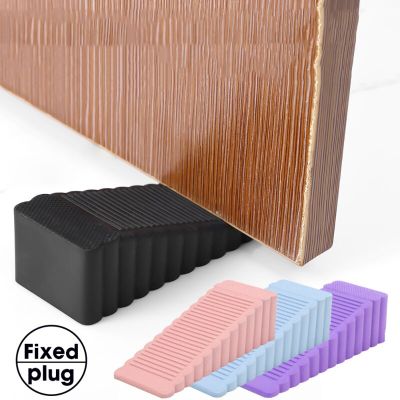 Silicone Door Block Plugs Non-slip Shock Absorbent Blocks Fixing Rubber Wedge Door Plugs Home Office Door Anti-collision Block Decorative Door Stops