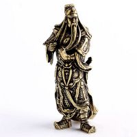 Retro Handmade Chinese Copper Figurines God Of Wealth Guan Gong Figure Statue Ornament Desk Decor 18x16x50mm