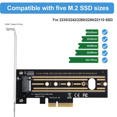 M.2 Adapter Card PCI-E X4 4.0 GEN4 NVME KEY-M.2 Adapter Card Support 2230/2242/2260/2280/22110 SSD