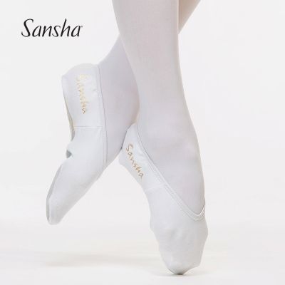 Sansha วัสดุผ้ายืดสำหรับป้องกันรองเท้าเต้นรำ,หนังนิ่มสีชมพูสีขาวพื้นในหนัง (ไม่มีรองเท้า) PSOP