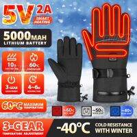 Winter Heated Gloves For Men Women Snowboard Touchscreen USB Heated Gloves Camping Water-resistant Hiking Skiing Moto Gloves