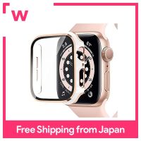 Miimall เคสสำหรับ Apple Watch เอกภาพ44มม. Apple Watch Series 4/5/6/SE เคส Apple Watch 44มม. เคสป้องกันฝุ่นกันฝุ่นน้ำหนักเบาความแข็ง9H วัสดุ PC กระจกนิรภัยป้องกันทุกสัดส่วน LCD (44มม. ใส X สีแชมเปญ)