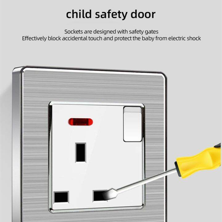 Ready stock stainless steel material wall universal socket light switch