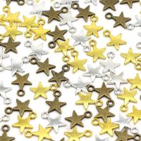 50Pcs Metal Tags Handmade Sliver Bronze Gold Star Labels for Clothes Sewing Tag on Hats DIY Bags Knitting Accessories 10*13mm Stickers Labels