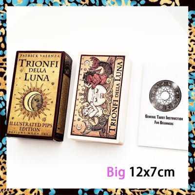 Trionfi Della Luna ไพ่ทาโรต์ | กับหนังสือคู่มือกระดาษ | ขนาดใหญ่มาตรฐาน12x7ซม. | 78แผ่นไพ่ทาโรต์ | บัตรทำนาย | คู่มือภาษาอังกฤษ |ไพ่ยิปซี ไพ่ออราเคิล ไพ่ยิบซี ไพ่ทาโร่ ไพ่ดูดวง Tarot Card | Deviant Moon