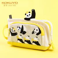 High-end Janpan original KOKUYO large-capacity pencil case WSG-PC52 yellow panda student cartoon cute creative stationery storage bag canvas portable double-layer pencil case