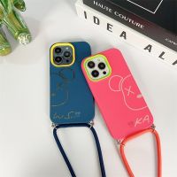 หมีรุนแรงการ์ตูน3-In-1เคสโทรศัพท์ + เชือกห้อย/เหมาะสำหรับ iPhone 14 Pro/iPhone 13 Pro Max/ iPhone 12 Pro เคสโทรศัพท์ไอโฟน