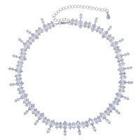 New Iced Out Bling 5A CZ Tennis Choker Necklace For Women Fashion Sparking Oval Shape Cubic Zirconia Multi Layers Jewelry