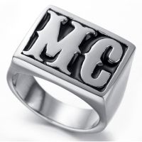 Mens Stainless Steel Ring Vintage Fashion MC Ring Jewelry