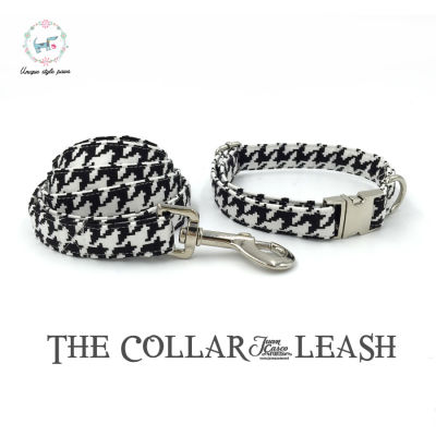 Dog Collar and Perro Leash Set with Bow Tie Cotton Dog &Cat Necklace and Dog Lead Products Fashion Houndstooth