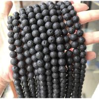 15.5 “ Natural Black Lava Round Beads Strand 6 mm 8 mm 10 mm 12 mm