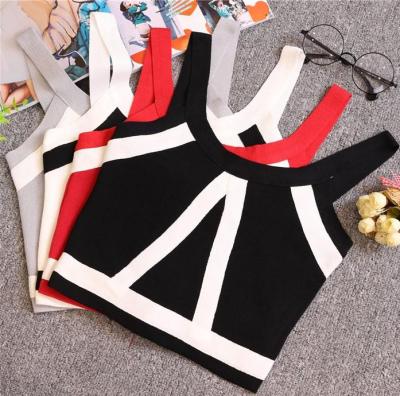 ✔ Fashion Knitting Crop Female Bodycon Knitted Camisole Sleeveless Short T shirts 8201