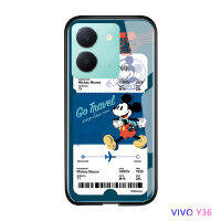 Volans เคสสำหรับ Vivo Y36 Y36 5G,การ์ตูนมิกกี้ตั๋วเครื่องบินสุดสร้างสรรค์เคสโดนัลด์เดซี่เป็ดกระจกนิรภัยมันวาวปลอกฝาหลัง