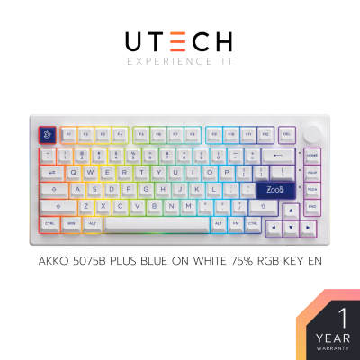 คีย์บอร์ด AKKO 5075B Plus Blue on White 75% RGB Hotswap Wireless Mechanical Keyboard by UTECH