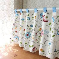 【YD】 Garden Tab Top Half Curtain with Abstract Floral Thermal Insulated Door Partition Window Valance