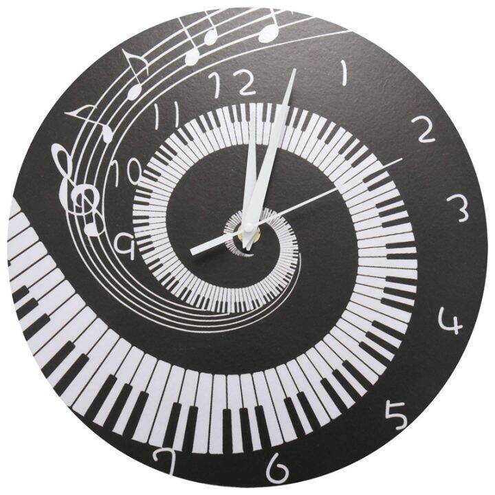 Elegant Piano Key Clock Music Notes Wave Round Modern Wall Clock Without  Battery Black + White Acrylic | Lazada.Vn