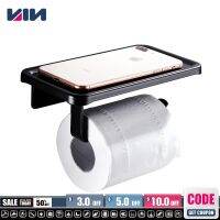 Aluminium Alloy Black White Toilet Paper Holder With Phone Shelf Tissue Paper Roll Hanger Wall Mount WC Bathroom Accessories Toilet Roll Holders