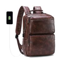 Retro Mens Laptop Backpack Fashion Usb Charging Backbag Large Capacity Business Travel Bagpack School Bags For College Students