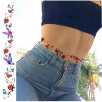 1pc Butterfly Flower Vines Chrysanthemum Women Waterproof Temporary Tattoo Stickers Fake Body Waist Art Tattoo Stickers