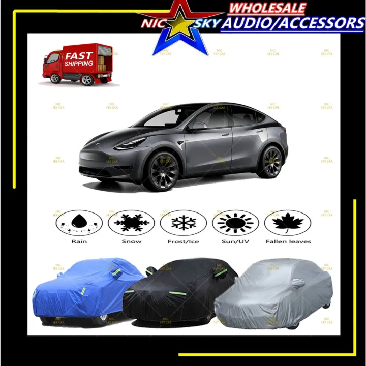 Tesla Model-Y PEVA Resistant Car Cover Full Protection Outdoor Waterproof  Rain Dust Penutup Kereta Selimut
