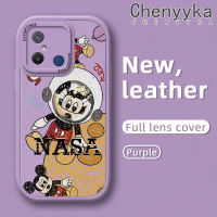 เคส Chenyyyka สำหรับ Xiaomi Redmi 12C เคส M5s POCO C55 POCO ลายการ์ตูนนักบินอวกาศ Mickey เคสใส่โทรศัพท์หนังใหม่กล้องฝาปิดเลนส์เต็มรูปแบบฝาครอบด้านหลังป้องกันซิลิโคนเคสนิ่ม