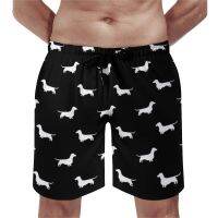 Wiener Dog Print Board Shorts Dachshund Silhouette Beach Short Pants High Quality Males Classic Design กางเกงว่ายน้ำ...