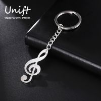 Unift Music Note Keychain Treble Clef Musician Car Key Chain for Women Men Stainless Steel Keyring Music Lover Accessories Gift