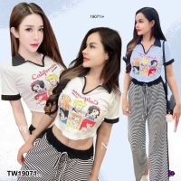 TW19071 Set 2 ชิ้น เสื้อคอปก + กางเกงขายาว ..