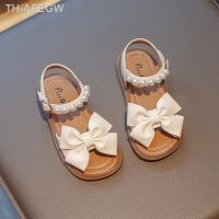 【hot】✘ﺴ﹍  Sandals Children Fashion Flat Bow Pearls 2023 Shoes Breatheable Soft Kids Korean