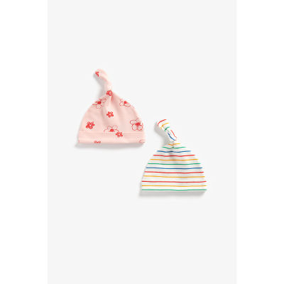 หมวกเด็กทารก Mothercare flower and striped cotton hats  2 pack ZB712