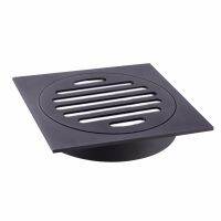 Matte Black Brass Square Floor Drain Strainer,ทองแดงห้องอาบน้ำฝักบัวท่อระบายน้ำเสีย 11-158B-Yuerek