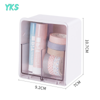 ?【Lowest price】YKS 2กริดแต่งหน้าผ้าฝ้ายแผ่นเก็บกล่องใหญ่โปร่งใสรอบเครื่องสำอางผ้าฝ้ายแผ่นเก็บภาชนะผ้าฝ้าย swabs Organizer