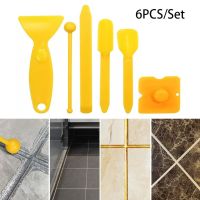 SHOVEL 6PCS/Set พลาสติกทำจากพลาสติก เครื่องมือตะเข็บความงาม ขอบซิลิโคน เครื่องมืออุดรอยรั่วแบบเรียบ ทนทานต่อการใช้งาน ตัวทำความสะอาดช่องว่างบนผนัง การก่อสร้างอาคาร